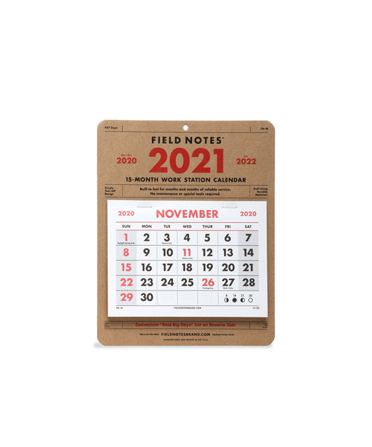 2021 Workstation Calendar
